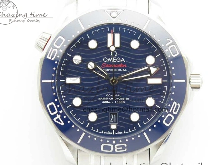 0301 ZeroBulk 2018 Seamaster Diver 300M OMF Best Edition Blue Ceramic Blue Dial on SS Bracelet A8800 (Black Balance Wheel) 7957